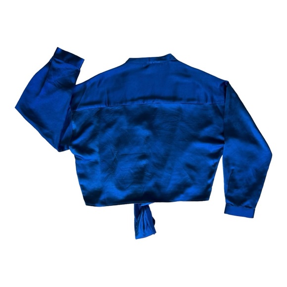 Lucy Paris Rue Button Down Tie Front Top Royal Blue Size L - Picture 5 of 10